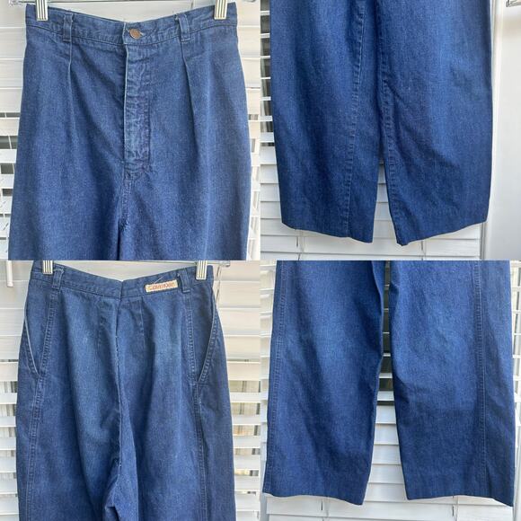 Calvin Klein Vintage 1980s Denim Trousers High Waist Pleated Straight Leg Jeans - Picture 4 of 8
